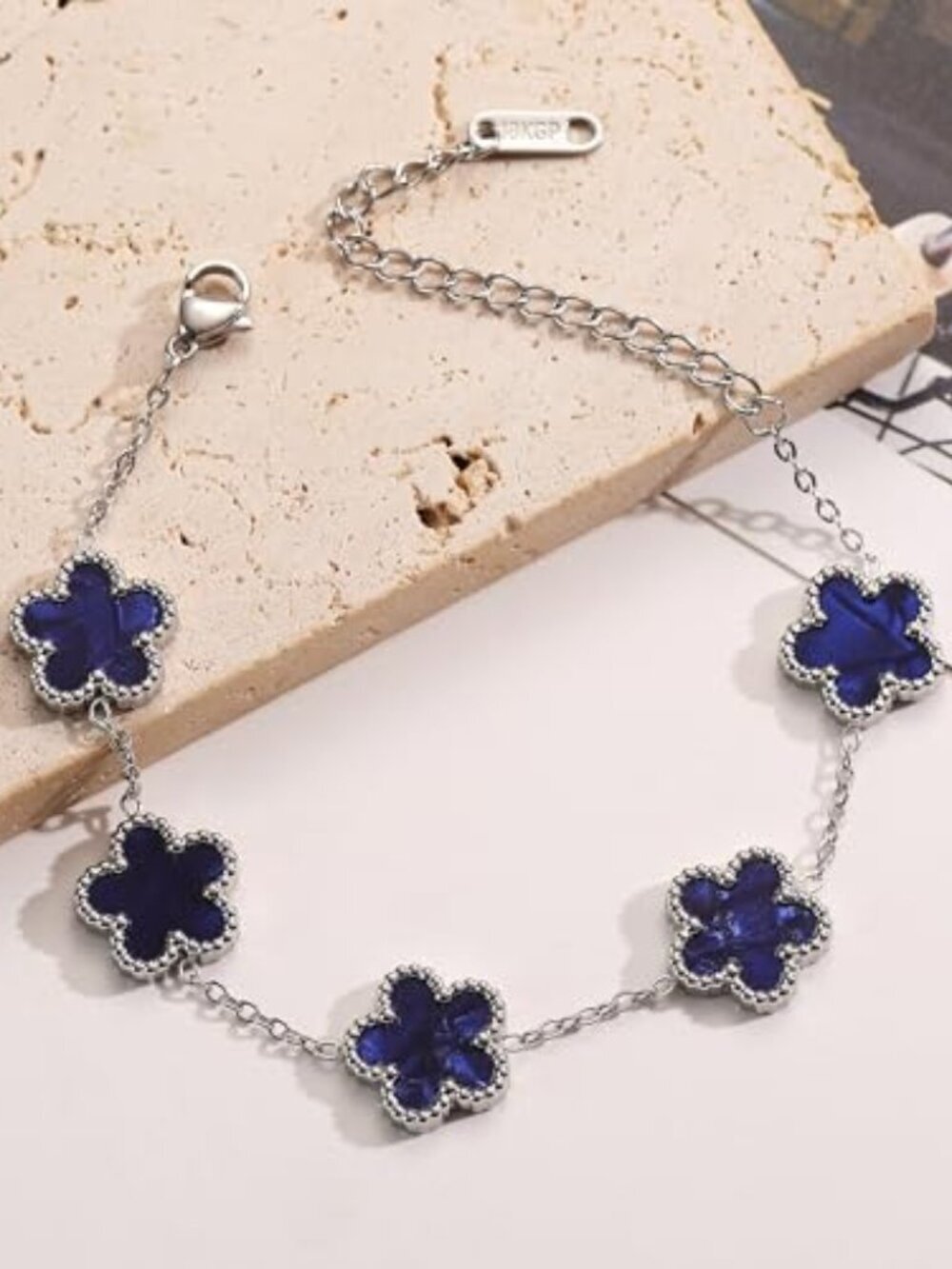 Four Leaf Clover Bracelet for Women Platinum Plated Stainless Steel